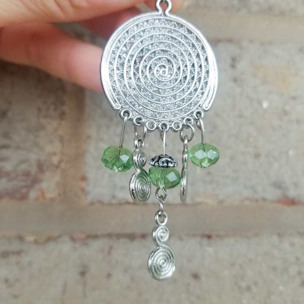 Bohemian gypsy Chartreuse beads Chandelier earrings 3"